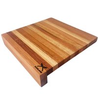 Tábua de Corte em Madeira Formato L 35x35cm Estação com Encaixe Prancha de Carne Mesa Bancada Zanline