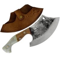 Cutelo Vikings Brut Forge 7' Aço Carbono 1070 5mm Cabo Madeira com  Osso Bainha Zanline