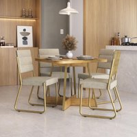 Conjunto Sala de Jantar 4 Cadeiras Charlotte Carraro Carvalho Dourado