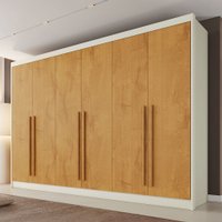 Guarda-Roupa Casal Alba Plus 6 Portas 4 Gavetas 100% Mdf Off White/Peroba - Mademarques