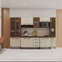 Cozinha Modulada Completa Fidelitá Lisboa Com 6 Peças 295cm 15 Portas 3 Gavetas Com Tampo