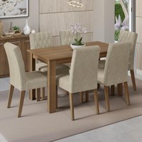 Conjunto Sala de Jantar Mesa Tampo de Madeira 6 Cadeiras Rustic/Imperial Allegro Madesa