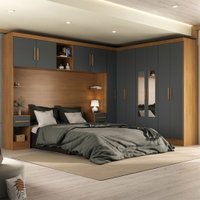 Guarda-Roupa Modulado Soberano 11 Portas 5 Gavetas com Espelho Cinamomo/Chumbo - Panorama Móveis