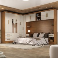 Guarda-Roupa Modulado Soberano 11 Portas 8 Gavetas com Espelho Cinamomo/Off White - Panorama Móveis