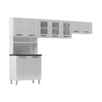 Armário de Cozinha Compacta Aço 3 Peças com Vidros Multimóveis CR20350 Branco