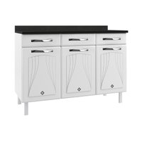 Balcão de Cozinha de Aço com Tampo 3 Portas e 3 Gavetas 120cm Multimóveis CR20354 Branco