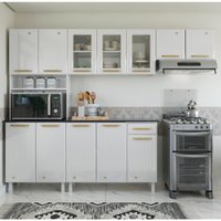 Cozinha Completa de Aço 4 Peças Armário para Forno/Micro e Balcão Multimóveis CR20371 Branco