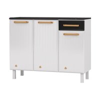 Balcão de Cozinha de Aço com Tampo 3 Portas e 1 Gaveta 105cm Multimóveis CR20361 Branco/Preto
