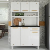 Armário de Cozinha Compacta de Aço com Balcão com Tampo 105cm Multimóveis CR20362 Branco