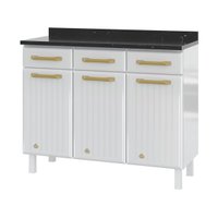 Balcão de Cozinha de Aço com Tampo 3 Portas e 3 Gavetas 105cm Multimóveis CR20360 Branco