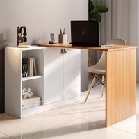 Escrivaninha Articulável com Armário 2 Portas Multimóveis CR25284 Branco/Freijó