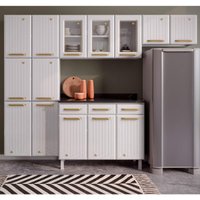 Cozinha Completa Modulada Aço 4 Peças com Balcão com Tampo Multimóveis CR20370 Branco