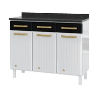 Balcão de Cozinha de Aço com Tampo 3 Portas e 3 Gavetas 105cm Multimóveis CR20360 Branco/Preto