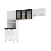 Cozinha Compacta Aço 3 Peças com Armário para Forno/Micro-ondas Multimóveis CR20367 Branco/Preto
