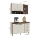Cozinha Modulada Compacta Fidelitá Lisboa 2 Peças 120cm 5 Portas 3 Gavetas Com Tampo Noce/Off-White