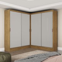 Closet Casal Duplo Belém 4 Portas 4 Gavetas Carioca Móveis - Cinamomo com Off White