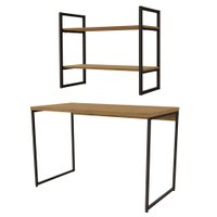 Mesa Escrivaninha E Nicho 2 Prateleiras Freijo Preto Fosco KPB