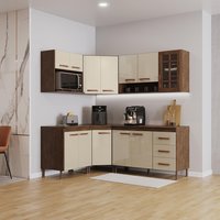 Cozinha Modulada Completa Fidelitá Lisboa 6 Peças 340cm Com 12 Portas 3 Gavetas Com Tampo