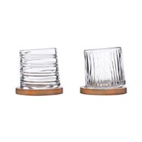 2 Copos para Whisky com 2 Bases de Bambu 300ml Kenya