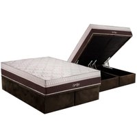 Cama Box Baú Queen: Colchão Molas MasterPocket Ensacadas Polar Sporting + Base CRC Suede Brown (158x198)