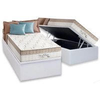 Conjunto Box Baú Solteiro: Colchão Molas D Angelis Anjos Superlastic King Best + Base CRC Courano White (88x188)