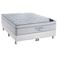 Cama Box King: Colchão Molas SuperPocket Ensacadas Ortobom Freedom Visco + Base CRC Courano White (193x203)