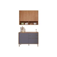 Kit Cozinha Modulada 2 Peças Divina (1Aéreo+1Balcão) C2P44 Freijo/Titanium-MGM