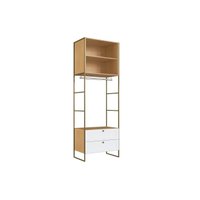 Cubo Quarto Casal Estante Infinity c/ 2 Nichos e 2 Gavetas Savana/Branco - Genialflex