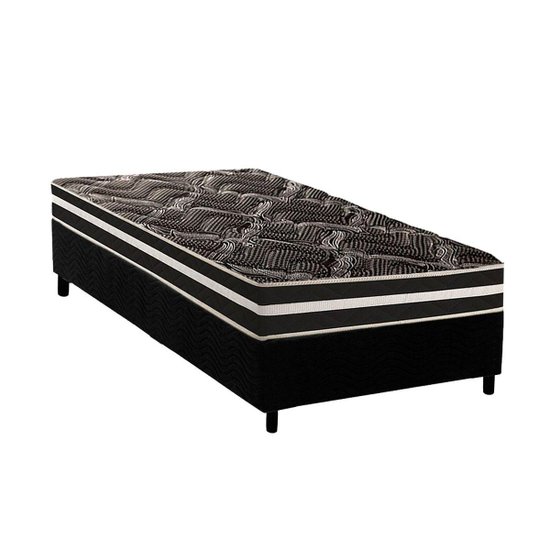 Conjunto Box Solteiro: Colchão Espuma Paropas D28 / Master AG80 Black Double Face 17 + Base CRC Suede Black (88x188)