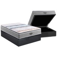 Cama Box Baú Casal: Colchão Anatômico Probel D33 / AG65 Guarda Costas Extreme Resistence + Base CRC Suede Gray (138x188)