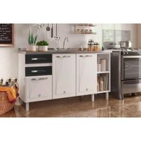 Módulo Cozinha Telasul Star New Balcão 3 Portas e 2 Gavetas s/Tampo 150cm Preto-Telasul