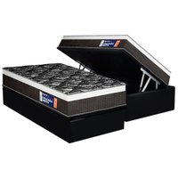 Cama Box Baú Solteiro: Colchão Ortopédico Plumatex D33 Selectus + Base CRC Suede Black (88x188)
