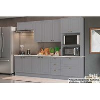 Kit de Cozinha Completa 7 Peças Americana (2Aéreos+2Balcões+1Paneleiro+2Complemento) CZ145 Cinza - Henn