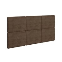 Painel de Cama Box Estofada Modulada Lucca (3un) Casal/Queen - Suede Marrom - Rufato