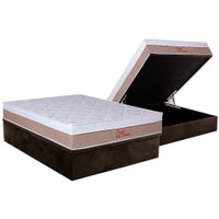 Cama Box Baú Casal: Colchão Anatômico Orthoflex Foggia Premier + Base CRC Suede Brown (138x188)