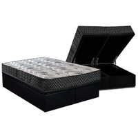 Conjunto Box Baú Queen: Colchão Molas Paropas D45 Pasquale Wave Black + Base CRC Suede Black (158x198)