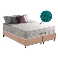 Cama Box King: Colchão Magnético D Angelis Anjos Confort + Base CRC Suede Clean (193x203)