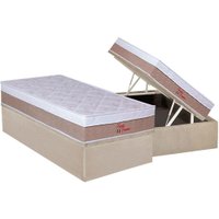 Cama Box Baú Solteiro: Colchão Anatômico Orthoflex Foggia Premier + Base CRC Suede Clean (88x188)