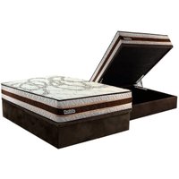 Conjunto Box Baú Casal: Colchão Molas Paropas Resiste Double Face AG D45 + Base CRC Suede Brown (138x188)