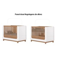 Quarto de Bebê Completo Aconchego 3 Peças (1 Guarda Roupa + 1 Berço + 1 Cômoda) QI80 Branco/Jequitiba - Henn