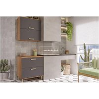 Kit Cozinha Modulada 2 Peças Bella (1Aéreo+1Balcão) 80cm Freijo/Titanium-MGM