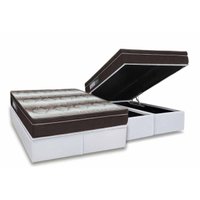 Cama Box Baú Queen: Colchão Ortopédico Ortobom Light + Base CRC Courano White (158x198)