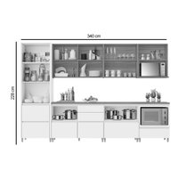 Kit Cozinha Modulada 7 Peças Rainha Gourmet (3Aéreos+3Balcões+1Paneleiro) C6P37 Branca/Nature - Nesher