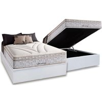 Cama Box Baú Casal: Colchão Molas MasterPocket Ensacadas Herval Maxspring American + Base CRC Courano White (138x188)