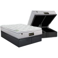 Cama Box Baú King: Colchão Molas Bonnel Luckspuma Trade + Base CRC Suede Gray (193x203)