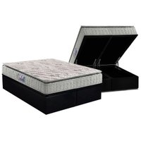 Conjunto Box Baú Queen: Colchão Molas D Angelis Anjos D33 Orthosono One Face + Base CRC Suede Black (158x198)