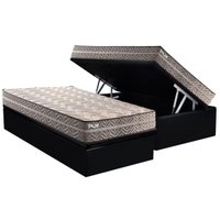 Conjunto Box Baú Solteiro: Colchão Molas Paropas D45 Pasquale Plus Gray + Base CRC Suede Black (88x188)
