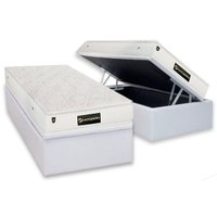 Cama Box Baú Solteiro: Colchão Molas Ensacadas Luckspuma Satisfaction Plus White + Base CRC Courano White (88x188)