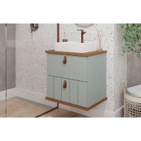Balcão p/ Banheiro Milano 1 Porta e 1 Gaveta c/ Cuba 60cm Pistache/Freijo - MGM