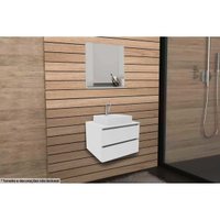 Armário c/ Balcão Banheiro Suspenso BN3607 Cuba BN3600 60cm e Espelho BN3610 Branco - Tecno Mobili